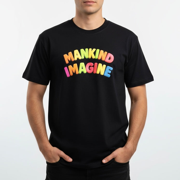 Mankind Imagine Rainbow T-Shirt in Black