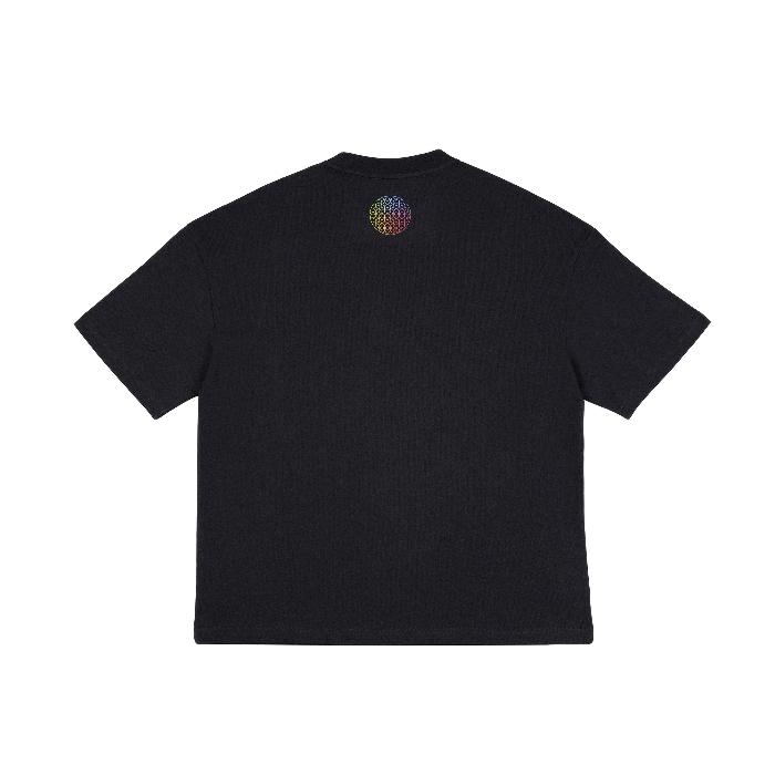 T-shirt back printed with rainbow logo